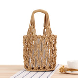 College Retro Thick Cotton Woven Bag Portable Net Bag Beach Travel Bag