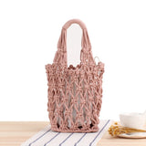 College Retro Thick Cotton Woven Bag Portable Net Bag Beach Travel Bag