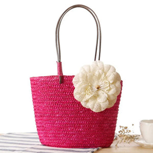 College Wind Delicate Linen Flower Bag Small Hand Bag Woven Travel