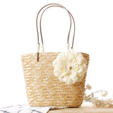 College Wind Delicate Linen Flower Bag Small Hand Bag Woven Travel
