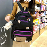 Large-capacity Leisure School Bag Girls Ins High School Students Letter Backpack