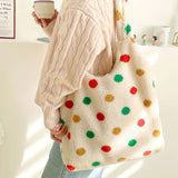 Women's Plush Shoulder Bag Faux Lamb Wool Large Shopping Bags Girls Handbags