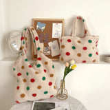 Women's Plush Shoulder Bag Faux Lamb Wool Large Shopping Bags Girls Handbags