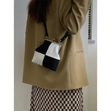 Chessboard Plaid Corduroy Bag Retro Shoulder Messenger Bag