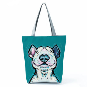 Funny Bull Terrier Dog Print Tote Women Handbag