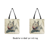 Funny Bull Terrier Dog Print Shopping Bag Tote Handbag