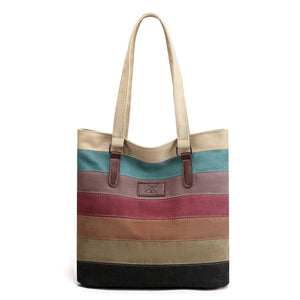 Patchwork Women's Top-Handle Bag Canvas Shoulder Tote Bag