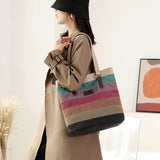 Patchwork Women's Top-Handle Bag Canvas Shoulder Tote Bag