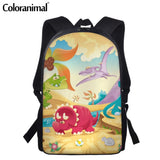 Coloranimal Dinosaur Pattern School Bag for Teenagers Boys Girls