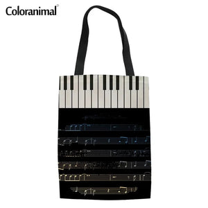 Coloranimal Music Note Pattern Women Eco-friendly Handbag Youth Girl Casual Canv