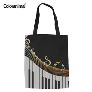 Coloranimal Music Note Pattern Women Eco-friendly Handbag Youth Girl Casual Canv