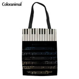 Coloranimal Music Note Pattern Women Eco-friendly Handbag Youth Girl Casual Canv