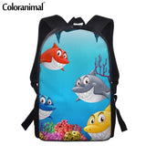 Coloranimal Seabed Fishes Pattern Teenager School Bag Large Capacity Backpack
