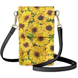 Coloranimal Sunflower American Flag Leather Phone Wallet Crossbody Bag