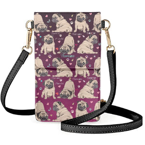 Coloranimal Pug Cartoon Image Phone Messenger Bag Lightweight Leather Bags