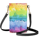 Coloranimal Rainbow Watercolor Painting Leather Waterproof Phone Bag