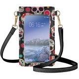 Coloranimal Red Rose Skull Women's Leather Messenger Bag