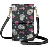 Coloranimal Skull Rose Long Leather Wallet Messenger Bag
