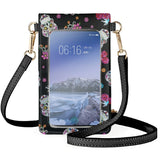 Coloranimal Skull Rose Long Leather Wallet Messenger Bag