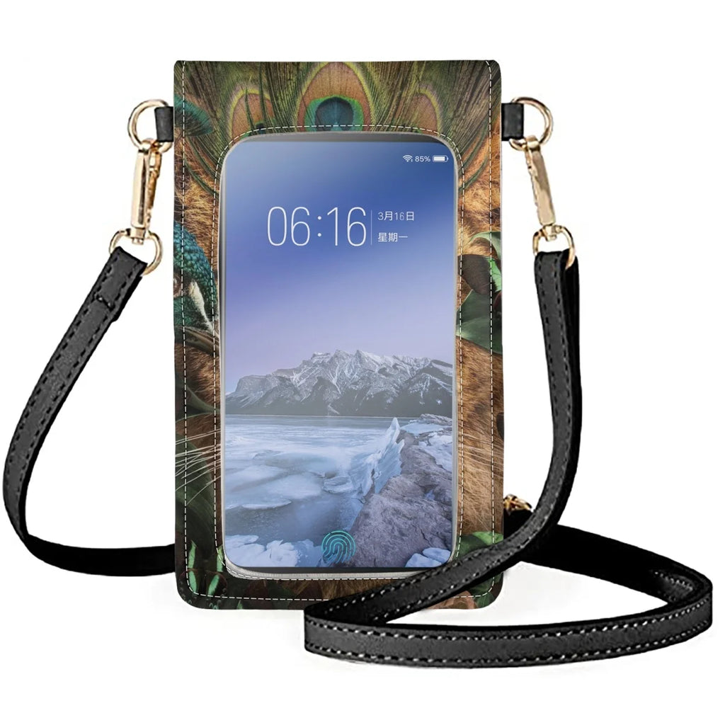 Coloranimal Lion Peacock Leather Phone Bag
