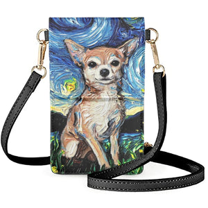 Coloranimal Chihuahua Wallet Phone Bag, Van Gogh Starry Oil Painting
