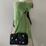 Colored Diamonds Shoulder Bag Chain Handbag Flap Small Tote Ladies Bag