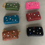 Colored Diamonds Shoulder Bag Chain Handbag Flap Small Tote Ladies Bag