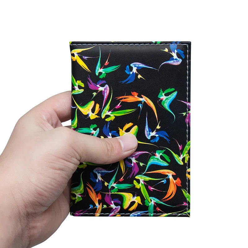 Colored Bird Passport Cover Waterproof PU Leather Holder