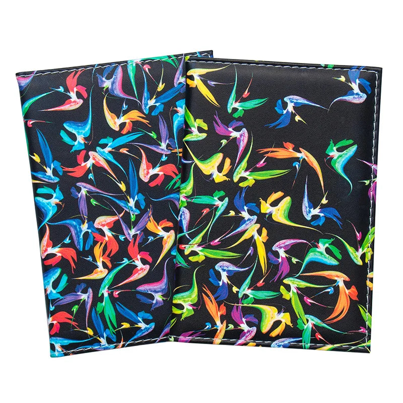 Colored Bird Passport Cover Waterproof PU Leather Holder