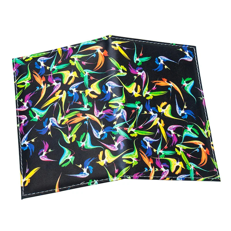 Colored Bird Passport Cover Waterproof PU Leather Holder