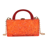 Colorful Acrylic Clutch Bag Glitter Evening Clutch With Chain