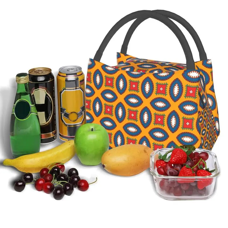 Colorful African Ankara Pattern Insulated Lunch Bag for Women