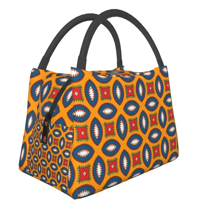 Colorful African Ankara Pattern Insulated Lunch Bag for Women