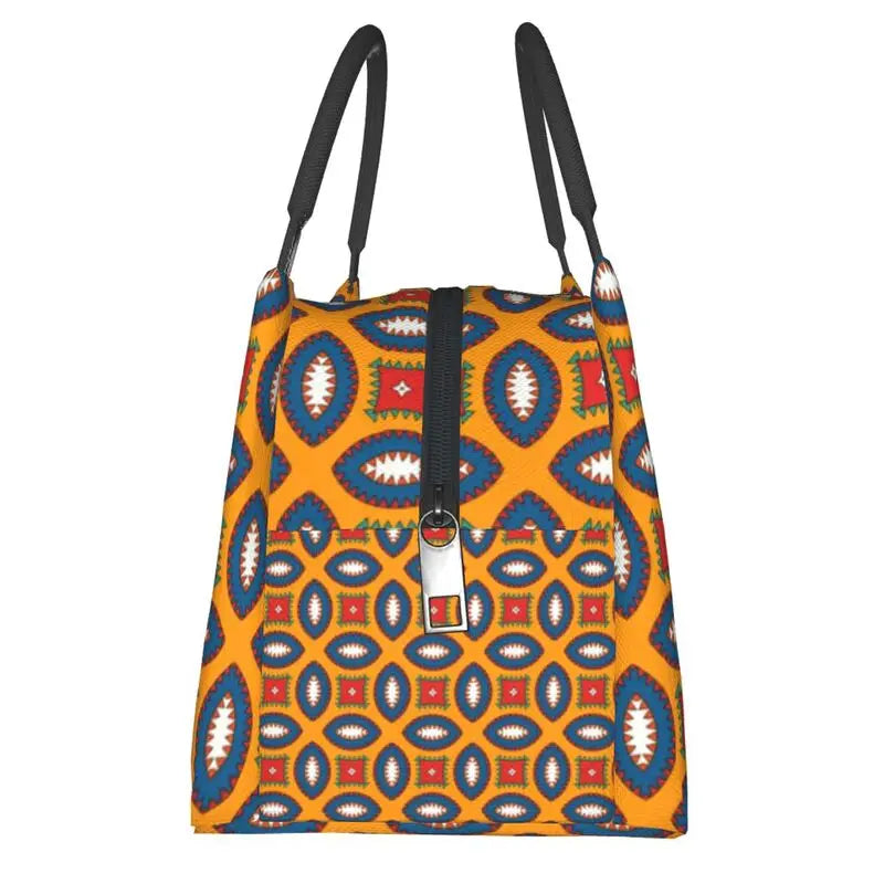 Colorful African Ankara Pattern Insulated Lunch Bag for Women