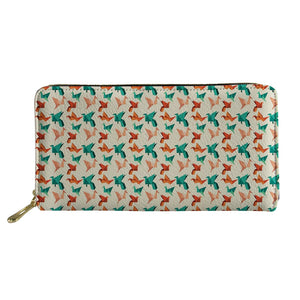Colorful Animal Origami Print Long Wallet Zipper