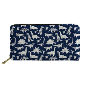 Colorful Animal Origami Print Long Wallet Zipper
