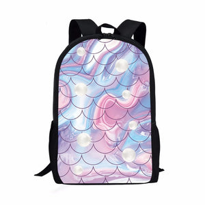 Colorful Beach Theme Fishtail Print Kids Schoolbag