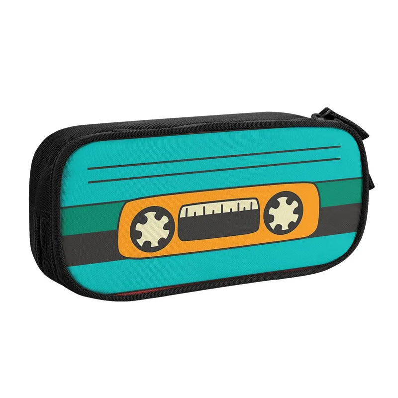 Colorful Cassette Tape Pen Box Student School Anime Zipper Pen Bag