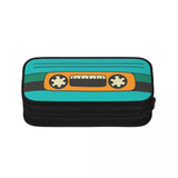 Colorful Cassette Tape Pen Box Student School Anime Zipper Pen Bag