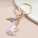 Colorful Cat Balloon Enamel Keychain Bag Charms Metal Car Keys Holder
