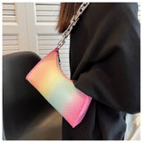 Colorful Women's Shoulder Bag Chain Party Underarm Bag for Female Small Purse