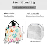 Colorful Dogs Paws Cooler Lunch Box Insulated Lunch Bag Thermal Food Picnic Bags