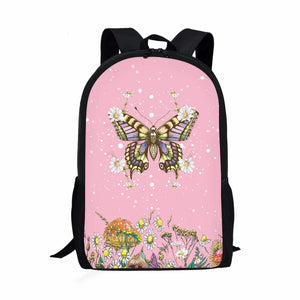 Colorful Flower Butterfly Girls School Bags Large Capacity Mochila Femenina