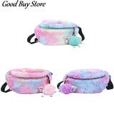 Colorful Fur Waist Bag Shoulder Belt Bags Women Phone Pouch Student Fanny Packs