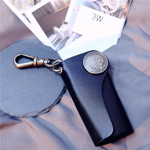Colorful Leather Car Key Holder Housekeeper Zipper Key Case Bag Pouch Purse