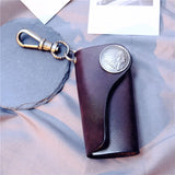 Colorful Leather Car Key Holder Housekeeper Zipper Key Case Bag Pouch Purse