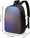 Geometric Square Backpack with USB Port for School Work