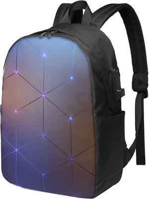 Geometric Square Backpack with USB Port for School Work