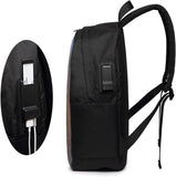Geometric Square Backpack with USB Port for School Work