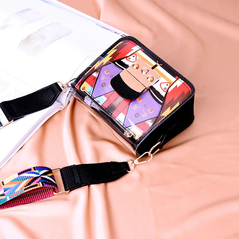 Colorful Graffiti Transparent Shoulder Bags PVC Jelly Bag